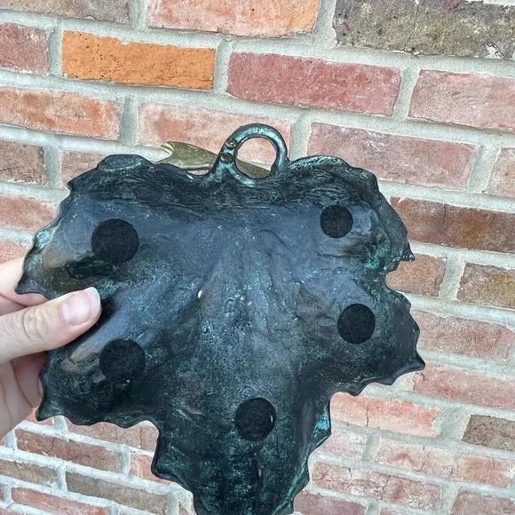 Large Brass Leaf Dragon Fly Trinket Dish Bowl Plate Catchall Accent MCM - Picture 4 of 5